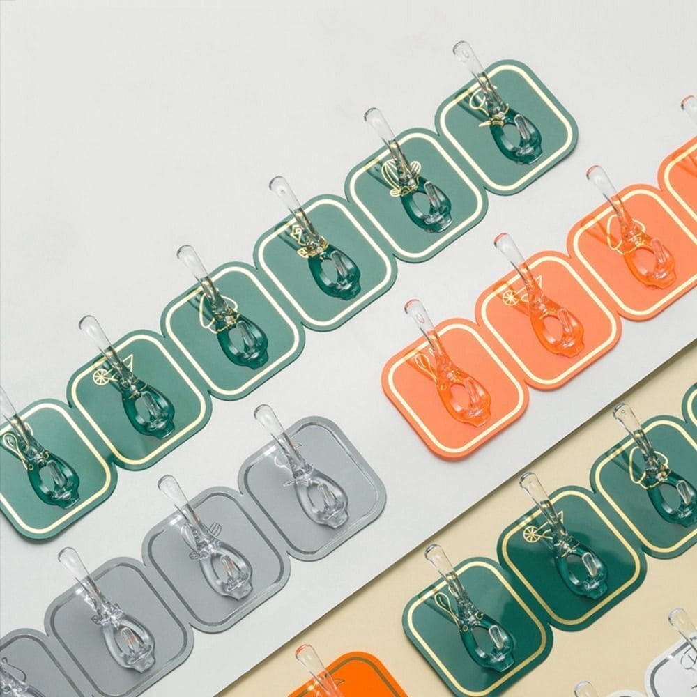 Six Hook Sticky Hanger, Multipurpose Wall Hooks, Transparent Plastic Duty Wall Hook for Kitchen Bathroom Office Storage, Wall Mounted Towel Hanger Six Hook Sticky Hanger, Multipurpose Wall Hooks, Transparent Plastic Duty Wall Hook for Kitchen Bathroom Office Storage, Wall Mounted Towel Hanger